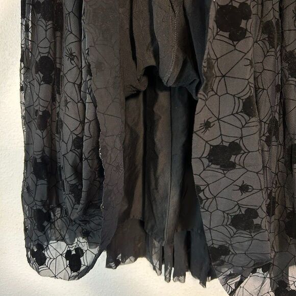 Disney Store Her Universe Black Halloween Mickey Spiderweb Skirt L Velvet - Picture 6 of 9